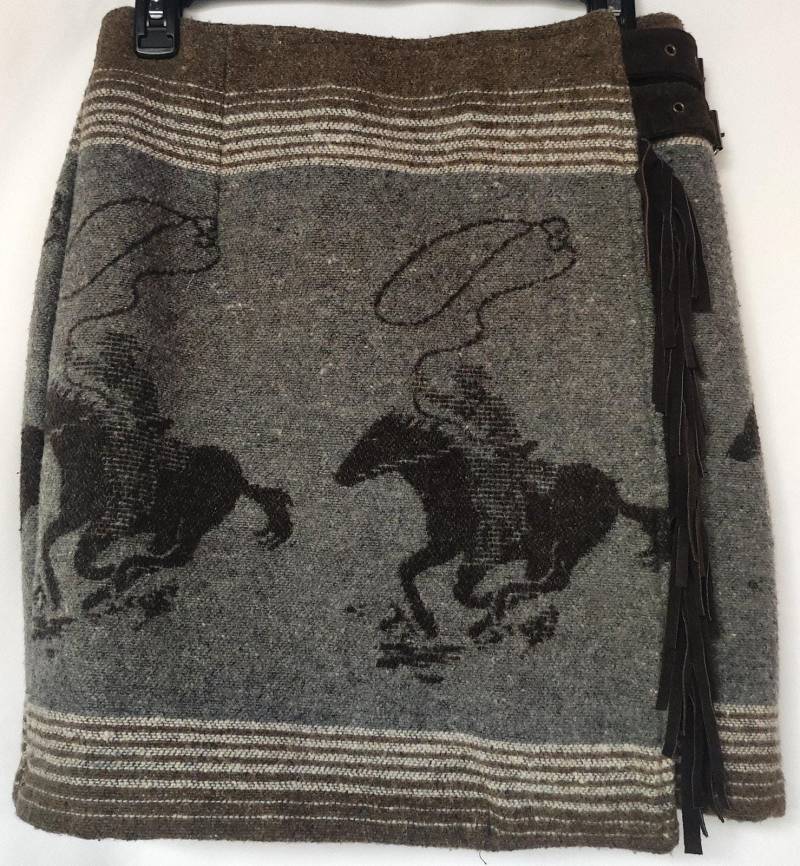 Vintage 80Er Jahre Cowboy Western Thema Verstellbar Wickelrock 66 Bis 73 cm Taille Wildleder Fransen B. Free Von M.julian von BohemianBlueOwl