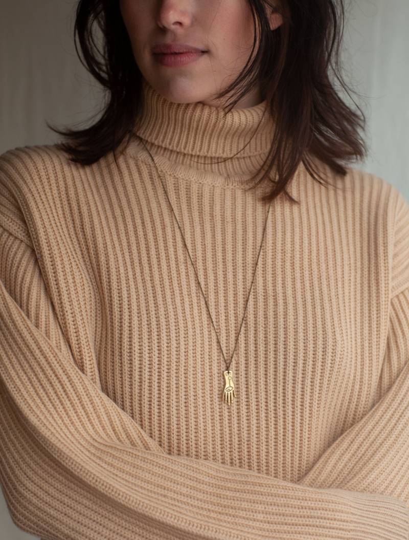 Hamsa Anhänger Halskette/Hand Der Fatima Schwarze Oder Messing Boho Lange Unisex Layered Franse von BohemianFringe