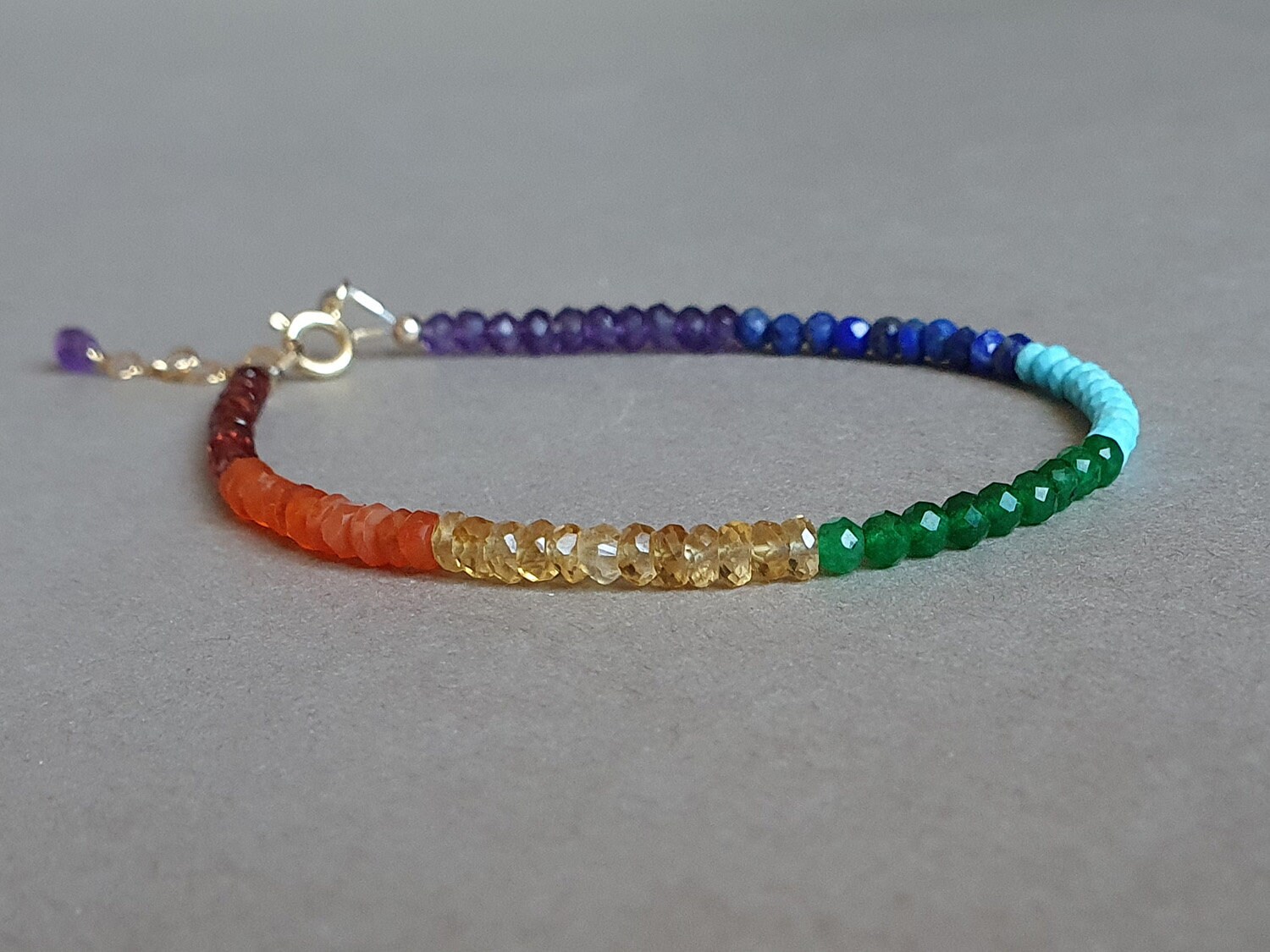 7 Chakra Armband, Meditations - Und Heilschmuck, Regenbogen Edelstein, Sterling Silber 7 Chakra Armband, Meditations - Und Heilschmuck, Regenbogen Edelstein, Sterling Silber von BohemianPleasures
