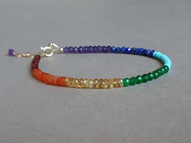 7 Chakra Armband, Meditations - Und Heilschmuck, Regenbogen Edelstein, Sterling Silber 7 Chakra Armband, Meditations - Und Heilschmuck, Regenbogen Edelstein, Sterling Silber von BohemianPleasures