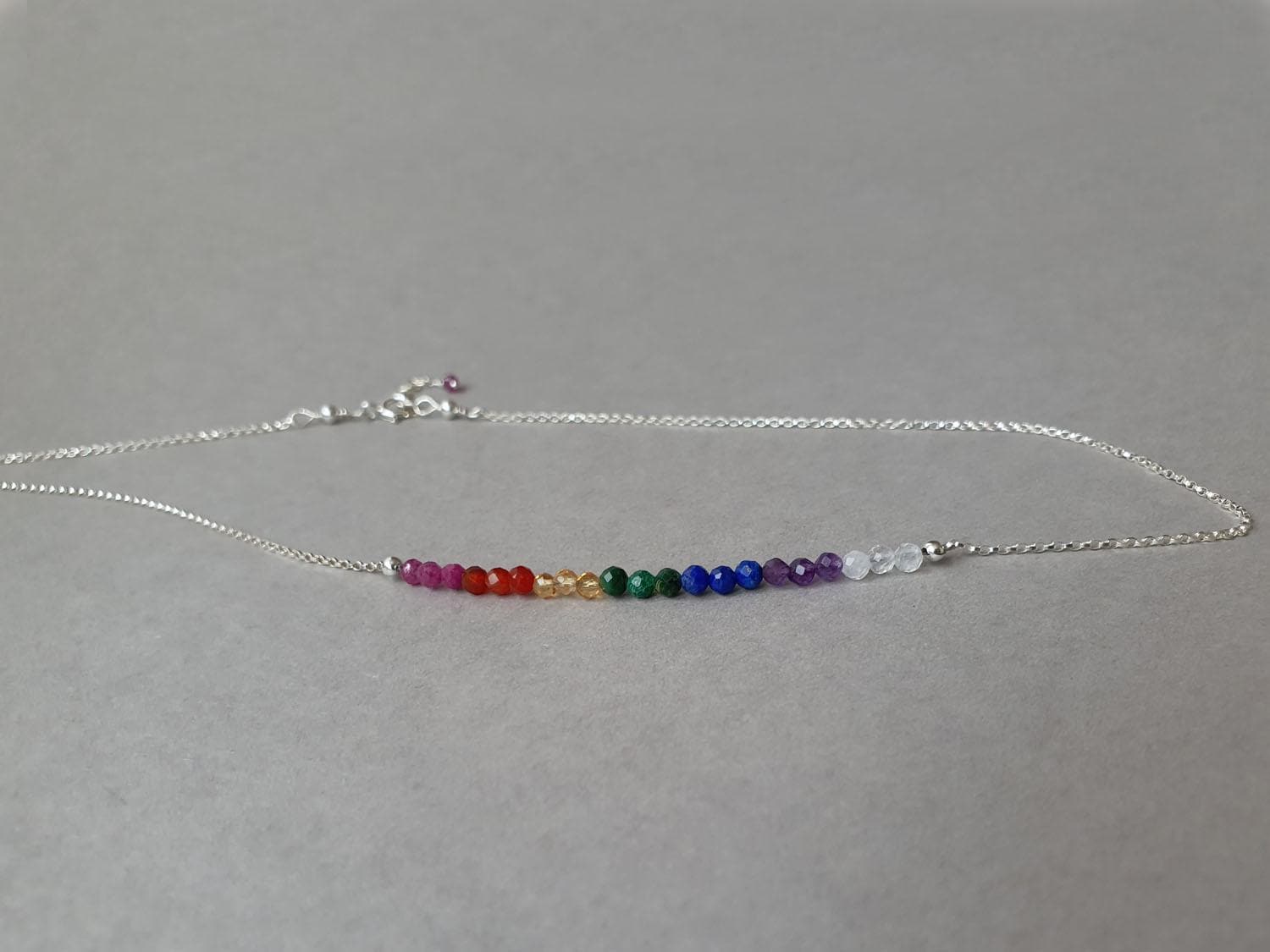 7 Chakra Halskette, Heilung Schmuck, Sterling Silber, Regenbogen Edelstein, Meditationskette 7 Chakra Halskette, Heilung Schmuck, Sterling Silber, Regenbogen Edelstein, Meditationskette von BohemianPleasures