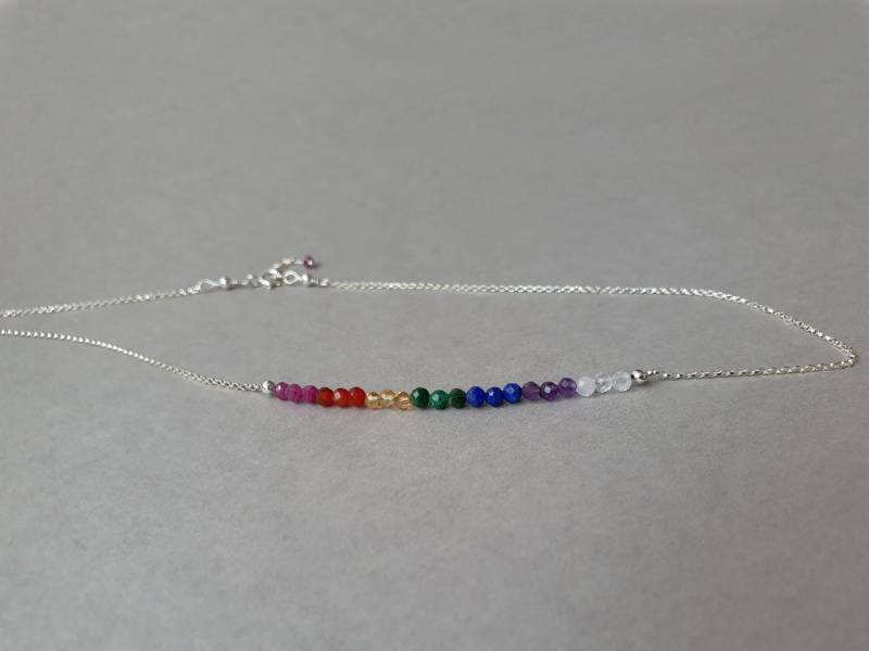7 Chakra Halskette, Heilung Schmuck, Sterling Silber, Regenbogen Edelstein, Meditationskette 7 Chakra Halskette, Heilung Schmuck, Sterling Silber, Regenbogen Edelstein, Meditationskette von BohemianPleasures