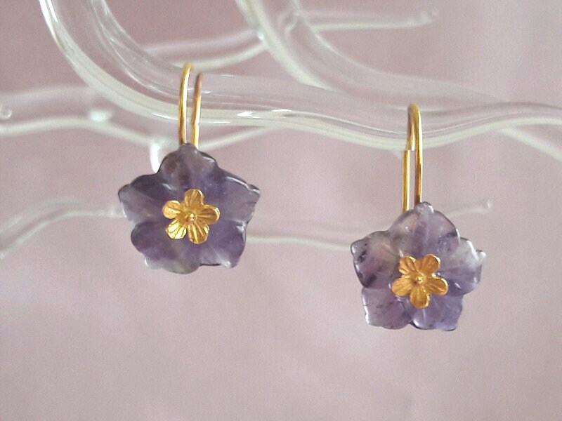 Amethyst Blumen Ohrringe Vermeil Sterling Silber, Februar Geburtsstein Amethyst Blumen Ohrringe Vermeil Sterling Silber, Februar Geburtsstein von BohemianPleasures