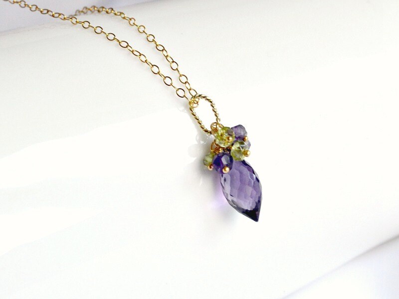 Amethyst Peridot Anhänger Gold Filled Edelstein Schmuck Amethyst Peridot Anhänger Gold Filled Edelstein Schmuck von BohemianPleasures