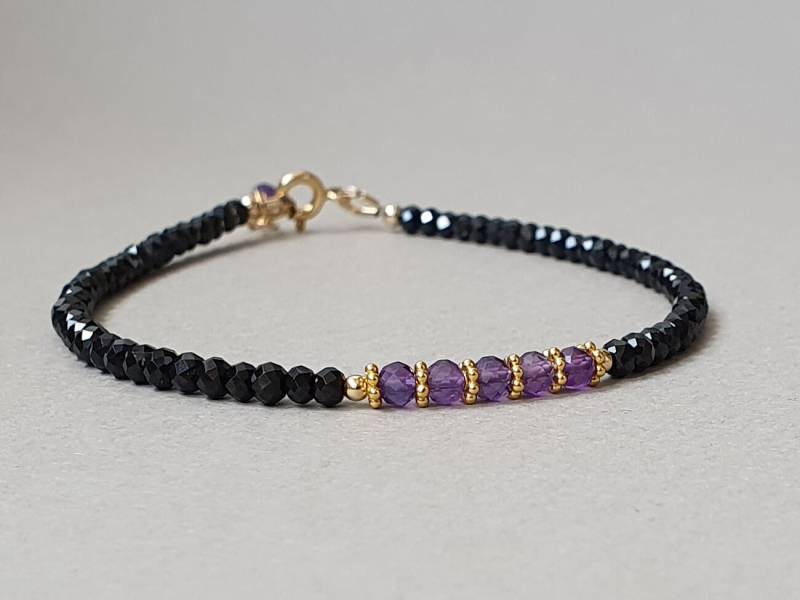 Amethyst Schwarz Spinell Armband Sterling Silber Edelstein Schmuck Amethyst Schwarz Spinell Armband Sterling Silber Edelstein Schmuck von BohemianPleasures
