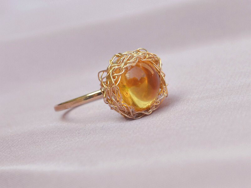 Gold Filled Citrin Ring, Hand Gestrickter Schmuck, November Geburtsstein, Echter Edelstein Gold Filled Citrin Ring, Hand Gestrickter Schmuck, November Geburtsstein, Echter Edelstein von BohemianPleasures