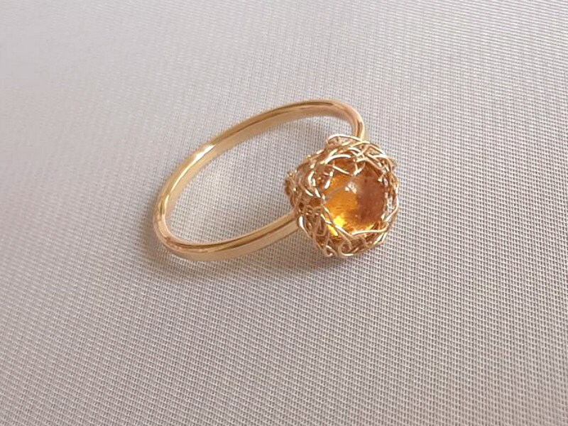 Gold Filled Citrin Ring, Hand Gestrickter Schmuck, November Geburtsstein, Echter Edelstein Gold Filled Citrin Ring, Hand Gestrickter Schmuck, November Geburtsstein, Echter Edelstein von BohemianPleasures