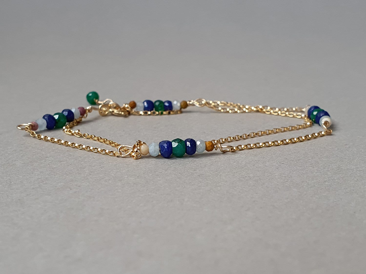Goldkette Edelstein Armband Saphir, Smaragd, Aquamarin, Mookait Goldkette Edelstein Armband Saphir, Smaragd, Aquamarin, Mookait von BohemianPleasures