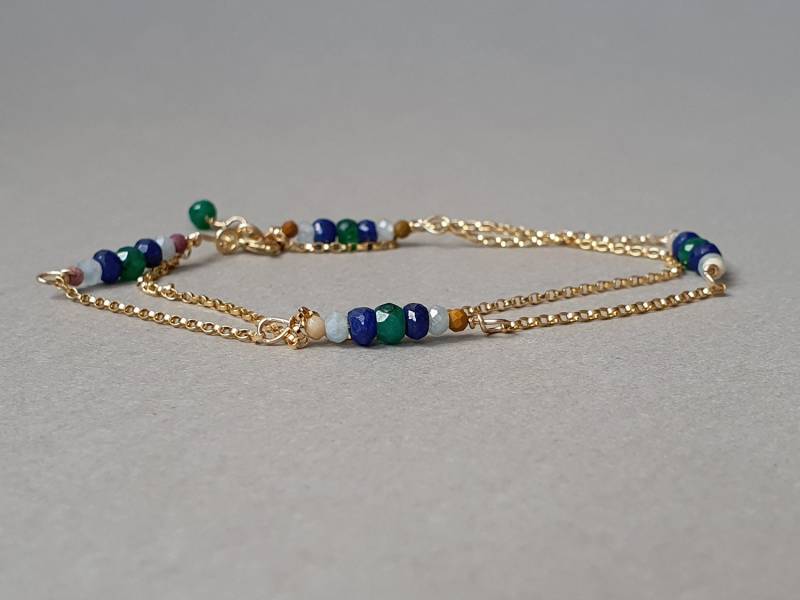 Goldkette Edelstein Armband Saphir, Smaragd, Aquamarin, Mookait Goldkette Edelstein Armband Saphir, Smaragd, Aquamarin, Mookait von BohemianPleasures