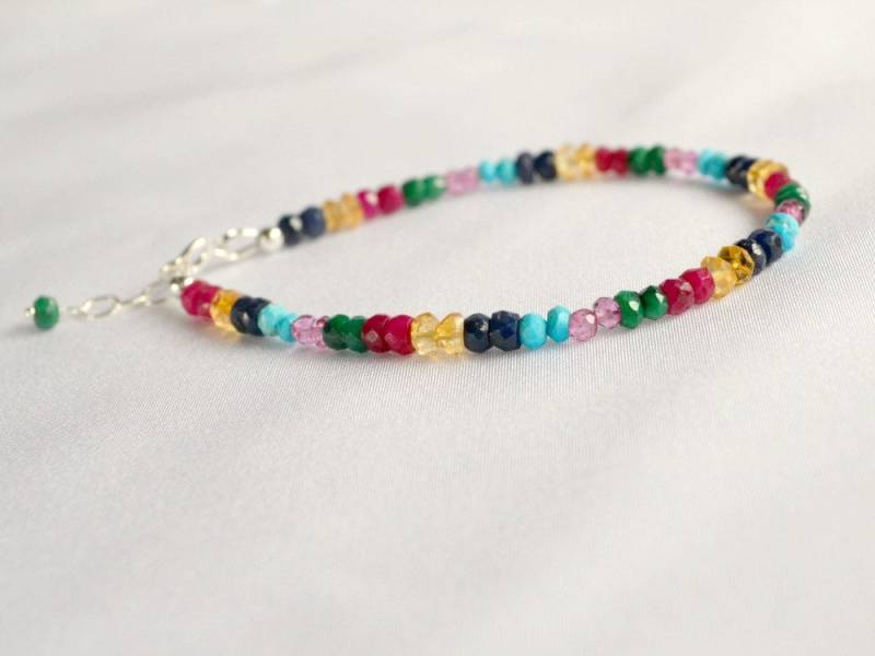 Mehrfarbiges Edelstein Armband Gold Filled, Verstellbares Rondelle Armband Mehrfarbiges Edelstein Armband Gold Filled, Verstellbares Rondelle Armband von BohemianPleasures