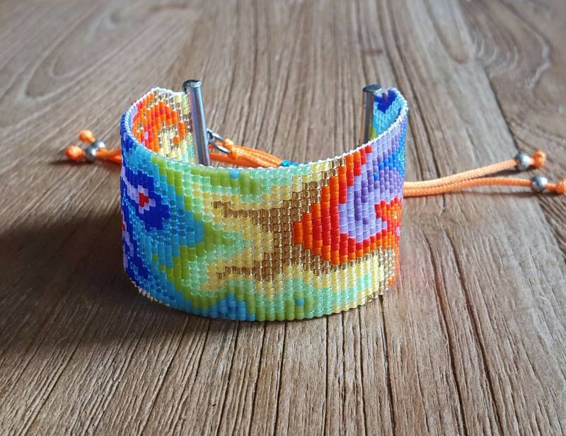 Miyuki Armband, Perlen Gewebtes Einzigartiges Blitzarmband, Feuer von BohemianWrapsodyNL