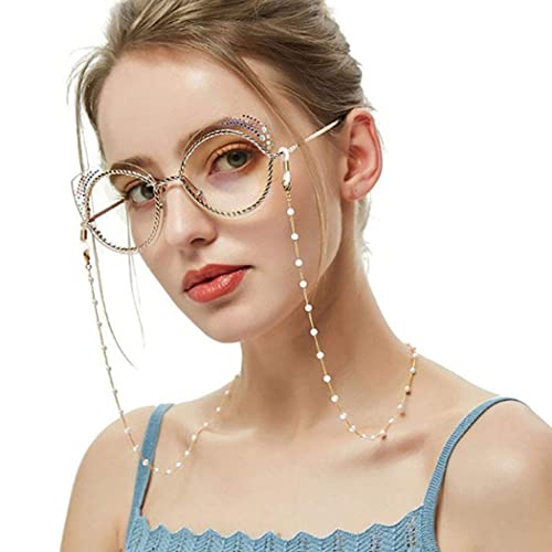 Bohend Einfach Sonnenbrillen Kette Gold Perlen Gesichtsmaskenkette Brillenkette Brillenzubehör Zum Brille und Sonnenbrille von Bohend