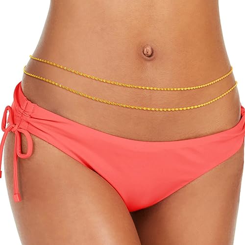 Bohend Gold Geschichtet Körperketten Mode Wasserwelligkeit Taillenkette Funkeln Einstellbar Bauchketten Party-Strand-Bikini für Frauen und Mädchen von Bohend