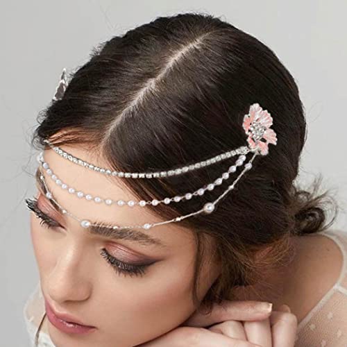 Bohend Mode Blume Haarkamm Braut Strass Kopfschmuck Kristall Kopfkette Datum Hochzeit Schmuck Haar-Accessoires (Silber) von Bohend