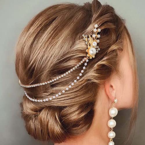 Bohend Mode Blume Haarkamm Braut Strass Kopfschmuck Kristall Kopfkette Datum Hochzeit Schmuck Haar-Accessoires(3) von Bohend