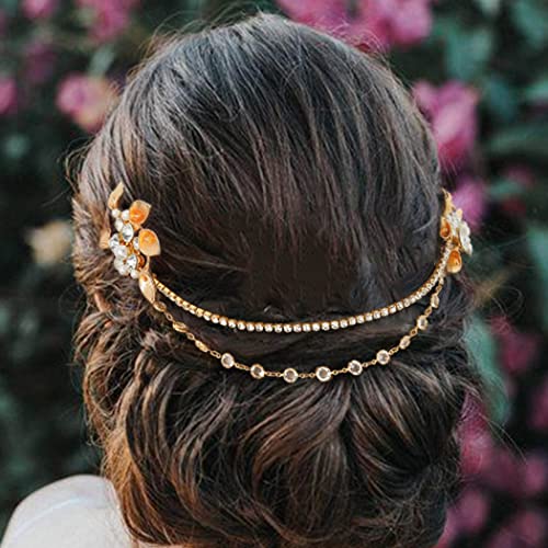 Bohend Mode Haarkamm Blatt Braut Strass Kopfschmuck Kristall Kopfkette Datum Hochzeit Schmuck Haar-Accessoires von Bohend