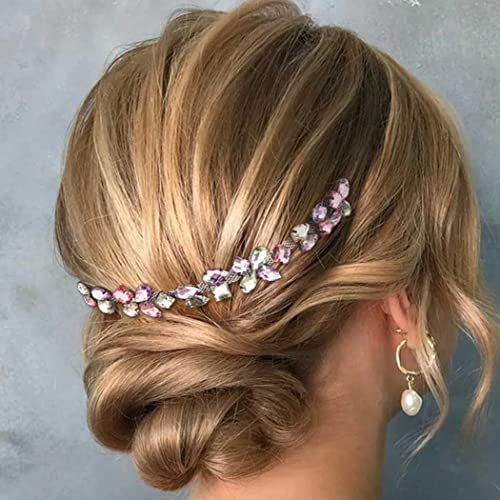 Bohend Mode Kristall Haarkamm Strass Braut Kopfstück Drop Head Kette Party Datum Hochzeit Schmuck Haarschmuck von Bohend