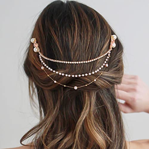 Bohend Mode Perle Haarkamm Braut Strass Kopfschmuck Kristall Kopfkette Datum Hochzeit Schmuck Haar-Accessoires von Bohend