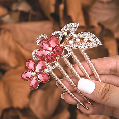 Bohend Strass Kamm Blume Kristall Haarstücke Hochzeit Haarschmuck Schmuck für Frauen und Mädchen (3) von Bohend