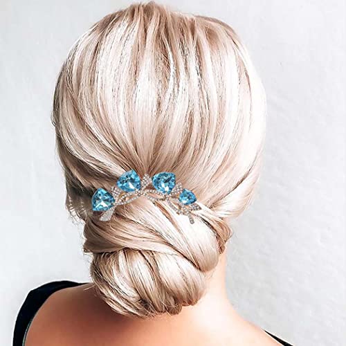 Bohend Strass Kamm Kristall Haarstücke Hochzeit Haarschmuck Schmuck für Frauen und Mädchen (Blau) von Bohend