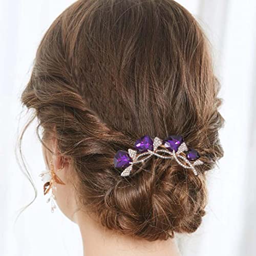 Bohend Strass Kamm Kristall Haarstücke Hochzeit Haarschmuck Schmuck für Frauen und Mädchen (Lila) von Bohend