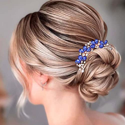 Bohend Strass Kamm Kristall Tropfen Haarstücke Hochzeit Haarschmuck Schmuck für Frauen und Mädchen (Blau) von Bohend