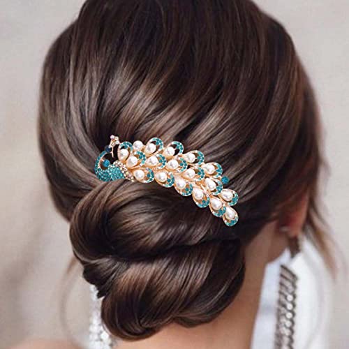 Bohend Strass Kamm Perle Kristall Haarstücke Hochzeit Haarschmuck Schmuck für Frauen und Mädchen (Blau) von Bohend