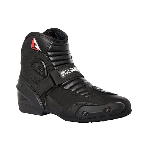 Audax Herren Motorradstiefel-Biker Boots-Sport Motorrad Stiefel aus echtem Leder-Leicht und Atmungsaktiv, mit verstärkten Protektoren Schwarz - 42 von Bohmberg
