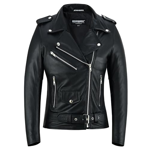 Bohmberg Damenlederjacke CALYPSO Premium Bikerjacke Leichte Übergangsjacke aus weichem Ziegennappa-Leder Gr.M von Bohmberg