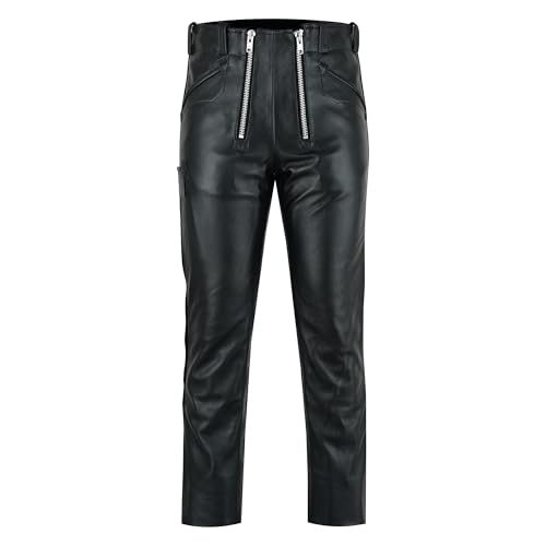 Bohmberg Premium Zimmermann Herren Lederhose (Regular Waist) - Zunfthose echtes Rinds Leder, Baumwollinnenfutter, Schwarz, Gr.32 von Bohmberg
