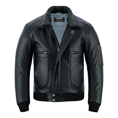 Herren Lederjacke Spitfire Pilotenjacke Bomber Flying Jacket Winterjacke Fliegerjacke - L von Bohmberg