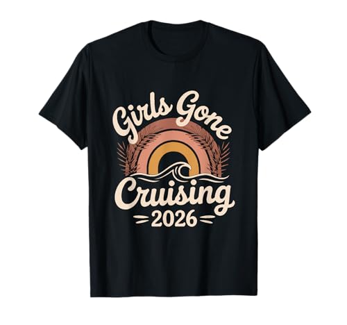 Girls Gone Cruising 2026 Cruise Boho Waves Rainbow T-Shirt Girls Gone Cruising 2026 Cruise Boho Waves Rainbow T-Shirt von Boho Cruise Trip Matching Outfit Tees Men Women