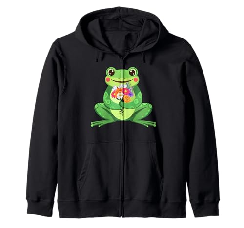 Lustiges grooviges Boho-Frosch-Kröten-Wildblumen-Design, Geschenk für Männer und Frauen Kapuzenjacke von Boho Cute Cottagecore Frog Lover Whimsical Graphic