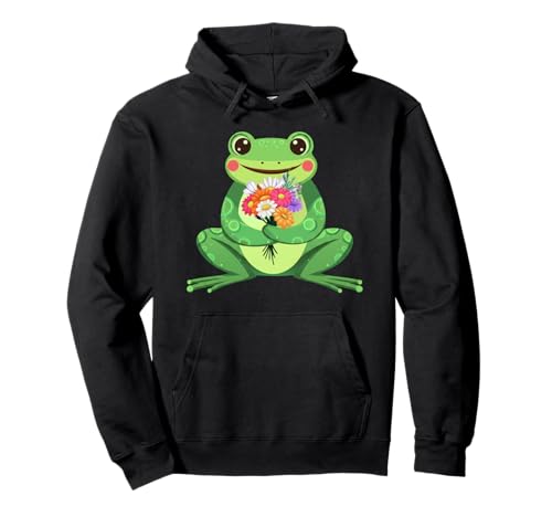 Lustiges grooviges Boho-Frosch-Kröten-Wildblumen-Design, Geschenk für Männer und Frauen Pullover Hoodie von Boho Cute Cottagecore Frog Lover Whimsical Graphic