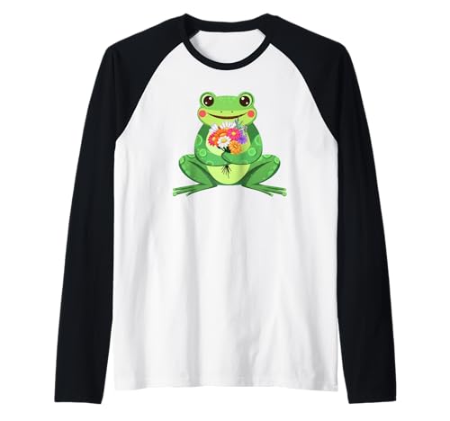 Lustiges grooviges Boho-Frosch-Kröten-Wildblumen-Design, Geschenk für Männer und Frauen Raglan von Boho Cute Cottagecore Frog Lover Whimsical Graphic