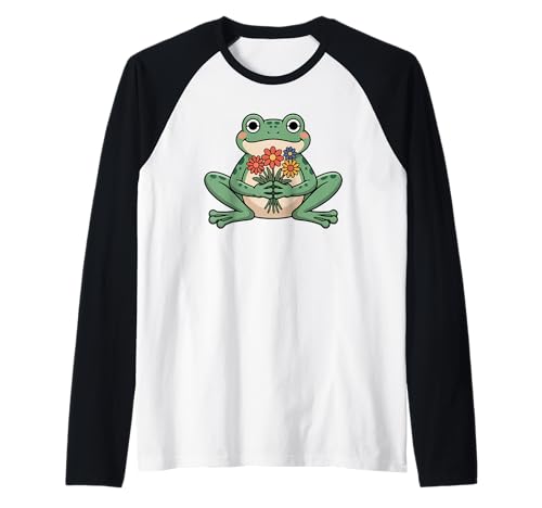 Lustiges grooviges Boho-Frosch-Kröten-Wildblumen-Design, Geschenk für Männer und Frauen Raglan von Boho Cute Cottagecore Frog Lover Whimsical Graphic