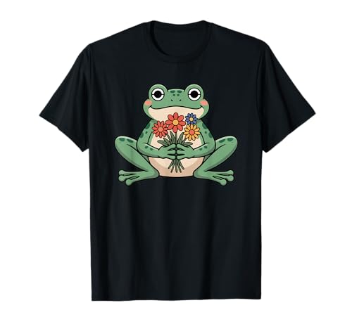 Lustiges grooviges Boho-Frosch-Kröten-Wildblumen-Design, Geschenk für Männer und Frauen T-Shirt von Boho Cute Cottagecore Frog Lover Whimsical Graphic