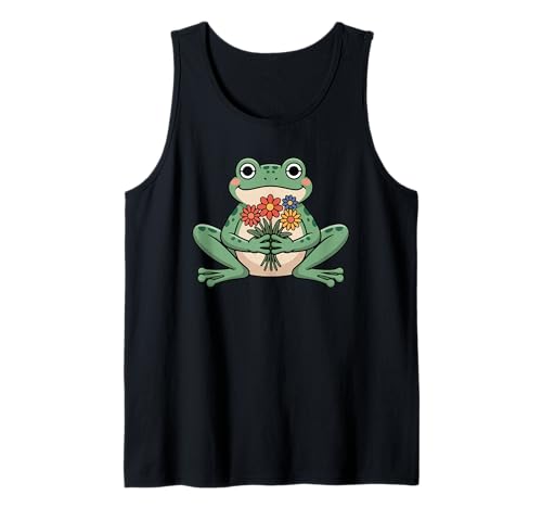 Lustiges grooviges Boho-Frosch-Kröten-Wildblumen-Design, Geschenk für Männer und Frauen Tank Top von Boho Cute Cottagecore Frog Lover Whimsical Graphic