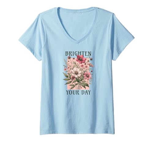 Damen Verschönern Sie Ihren Tag Boho Floral T-Shirt mit V-Ausschnitt Damen Verschönern Sie Ihren Tag Boho Floral T-Shirt mit V-Ausschnitt von Boho Floral Positive Quote Bold Text tees
