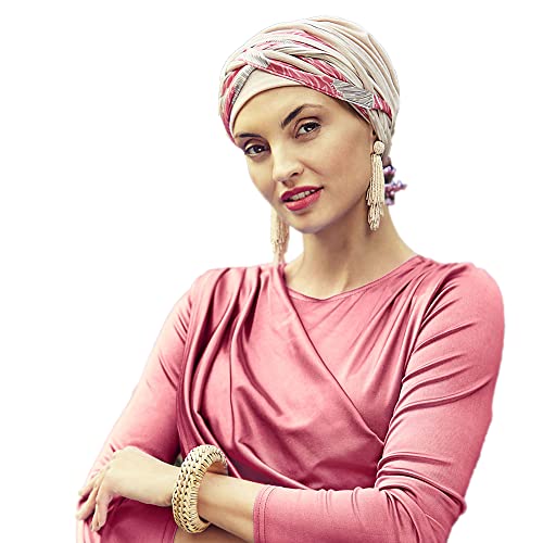 Boho Spirit Women's Scarlett Turban, Soft Beige & Red Glam Mix, One Size von Boho Spirit