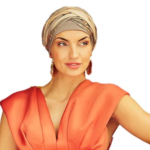 Boho Spirit Women's Scarlett Turban, Taupe & Golden Mix, One Size von Boho Spirit