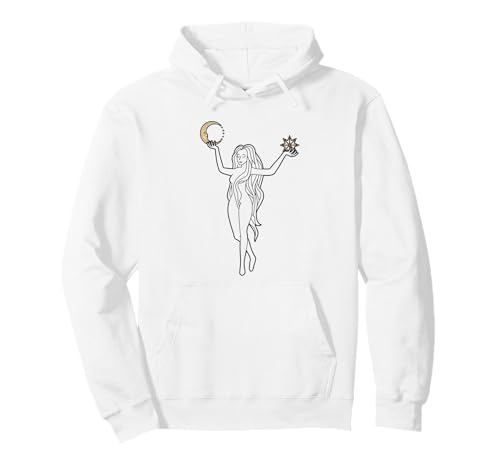 Mädchen-Silhouette mit Mond und Stern in den Händen, Tarot-inspiriert Pullover Hoodie Mädchen-Silhouette mit Mond und Stern in den Händen, Tarot-inspiriert Pullover Hoodie von Boho Style Tarot Inspired Girl Silhouette Moon