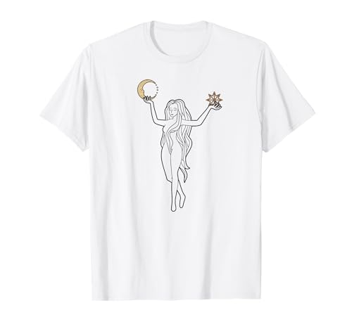 Mädchen-Silhouette mit Mond und Stern in den Händen, Tarot-inspiriert T-Shirt Mädchen-Silhouette mit Mond und Stern in den Händen, Tarot-inspiriert T-Shirt von Boho Style Tarot Inspired Girl Silhouette Moon