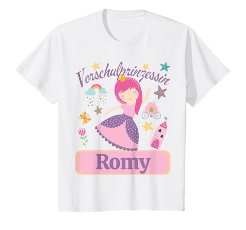 Kinder 2024 Personalisiert Prinzessin Romy Einschulung Vorschule T-Shirt von Boho Style Vorschulkind Mädchen Shirts mit Namen