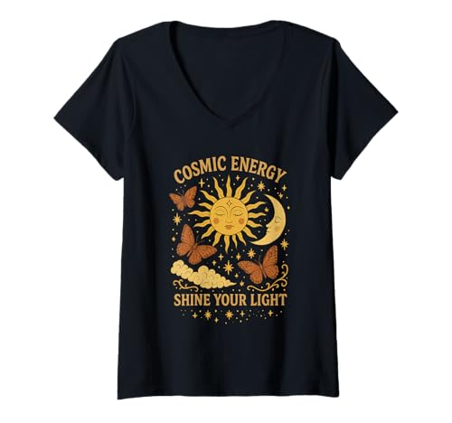 Damen Cosmic Days Vintage Design Mystisch, Spirituell & Boho Style T-Shirt mit V-Ausschnitt Damen Cosmic Days Vintage Design Mystisch, Spirituell & Boho Style T-Shirt mit V-Ausschnitt von Boho T-Shirt