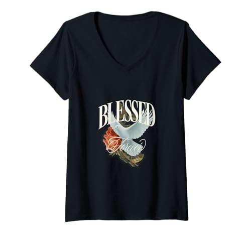 Damen Peaceful Flight - Taube mit Blumen T-Shirt mit V-Ausschnitt Damen Peaceful Flight - Taube mit Blumen T-Shirt mit V-Ausschnitt von Boho T-Shirt