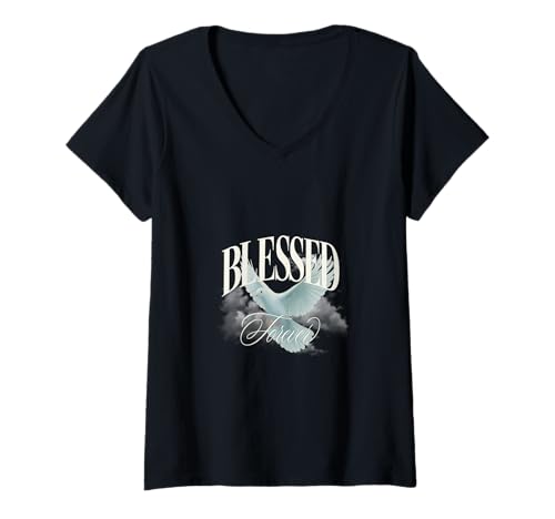 Damen Peaceful Flight - Taube mit Blumen und Wolke T-Shirt mit V-Ausschnitt Damen Peaceful Flight - Taube mit Blumen und Wolke T-Shirt mit V-Ausschnitt von Boho T-Shirt