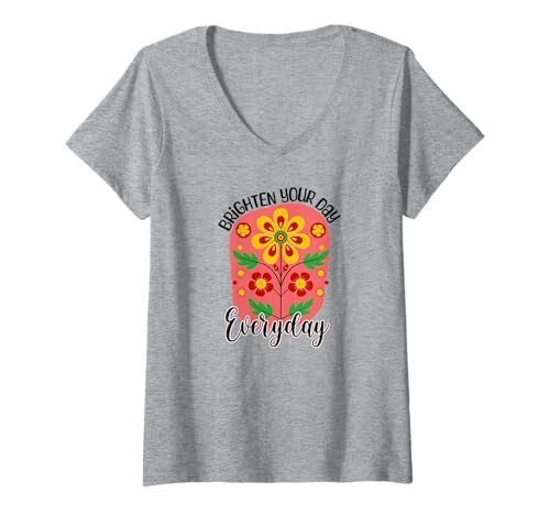 Damen Verschönern Sie Ihren Tag jeden Tag mit Boho Floral T-Shirt mit V-Ausschnitt Damen Verschönern Sie Ihren Tag jeden Tag mit Boho Floral T-Shirt mit V-Ausschnitt von Boho style artsy positive quote flower tee