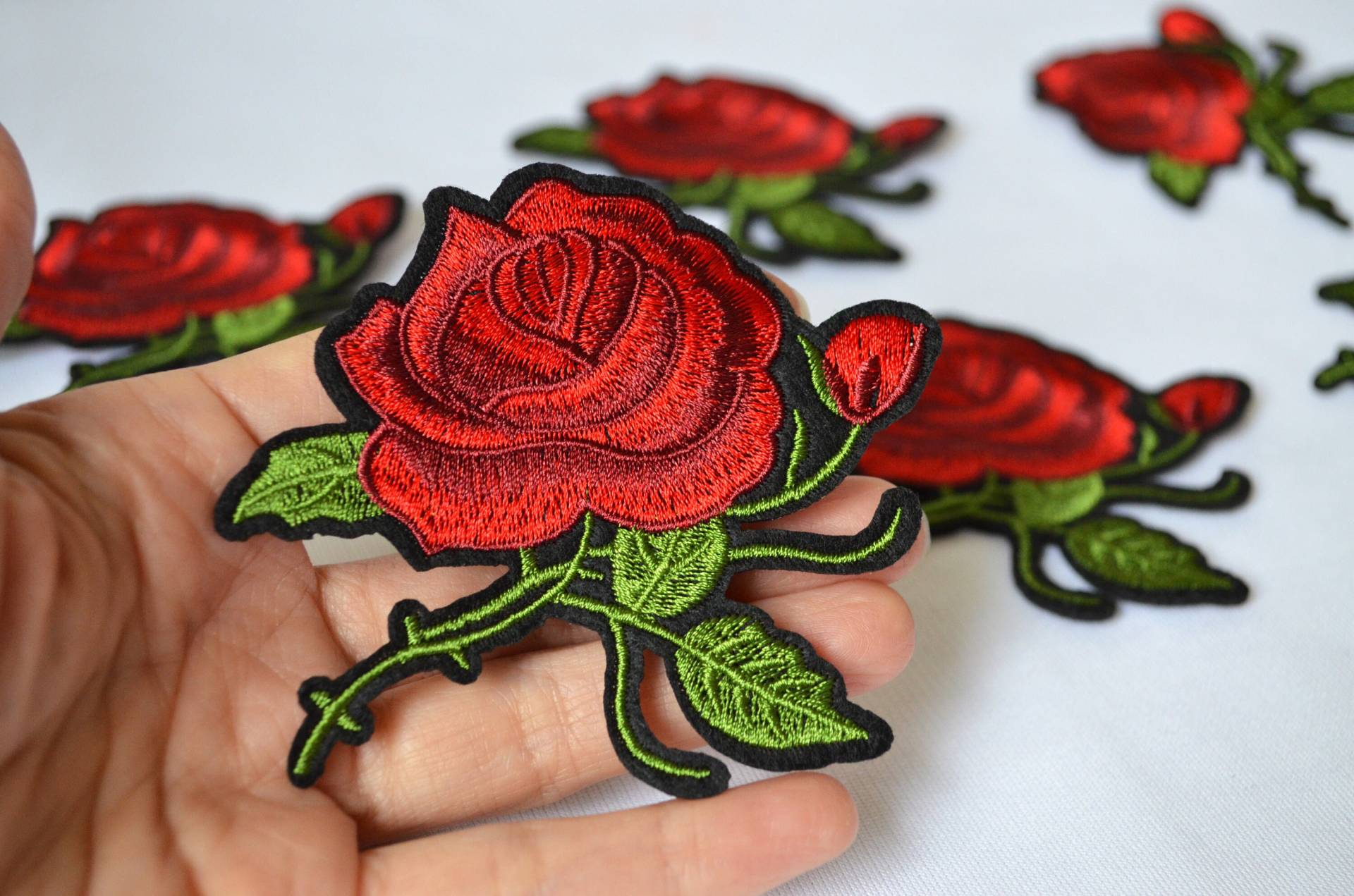 Rot Grün Blume Applikation Aufnäher Patch-Eisen Hundsrose Stickapplikation Rose Dekor Kleidung Set Rot Grün Blume Applikation Aufnäher Patch-Eisen Hundsrose Stickapplikation Rose Dekor Kleidung Set von BohoAreaDesigns