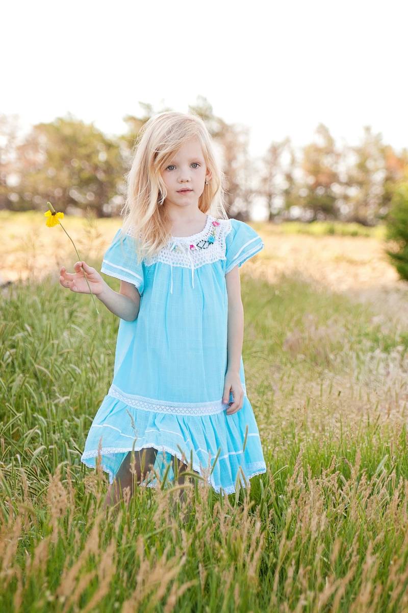 Boho Häkeln Baumwolle Muslin Kleid Für Mädchen Und Baby Medium Sleeve von BohoBabyMIAndes